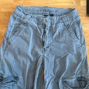American Eagle DreamyDrape HighWaisted Cargo Baggy Wideleg Pants 000R Blue Vibe